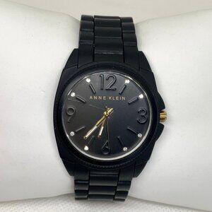 Anne Klein women’s watch black tone 35mm quartz rhinestones plastic running